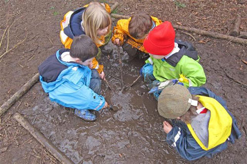  Making mud soup at Forest School