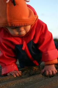 Anezka crawling on the beach