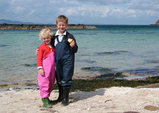 Archie and Ruby in Kiba Dungarees