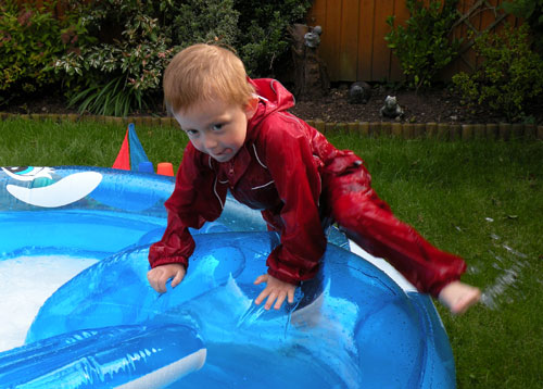 Cecile's little boy enjoying his Regatta Puddle suit