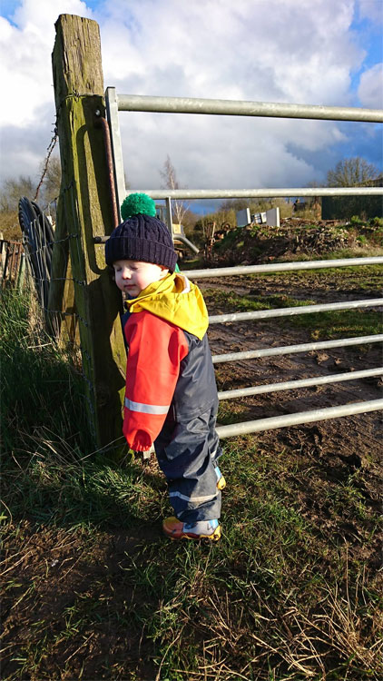 Keeping dry and warm in my Ocean waterproofs on the farm!