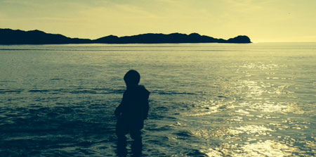 Beach play in waders