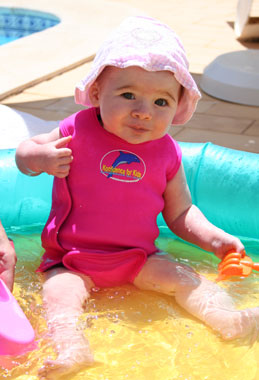 Isabella snug in her Konfidence Babywarma Wetsuit