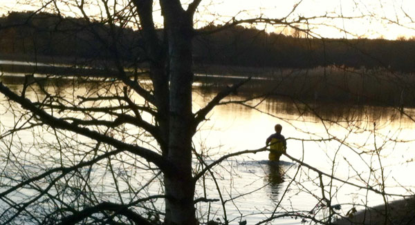 Johnny enjoying his waders