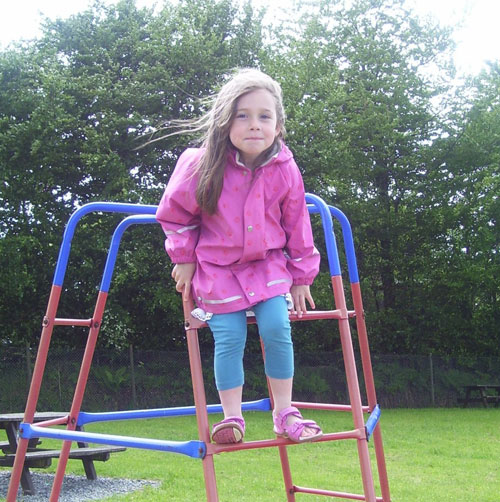 Niamh having fun playing in her Kiba print jacket