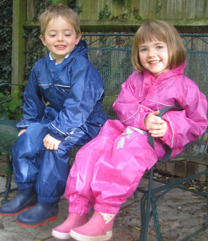 Blue and Pink Puddle suits