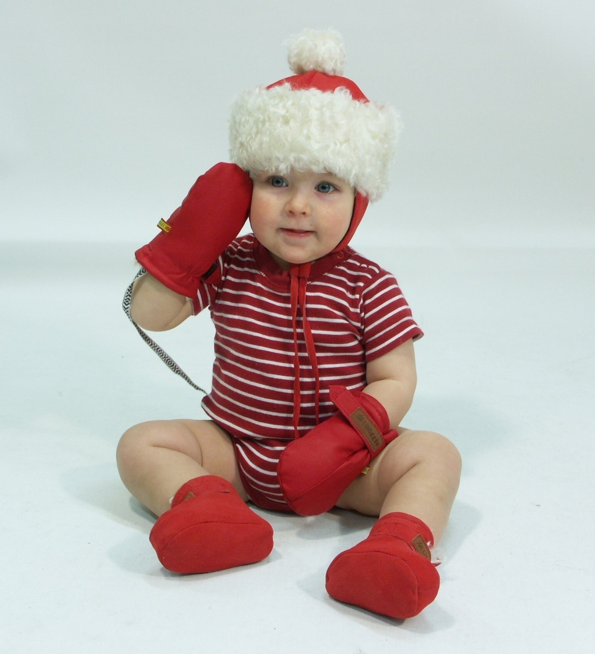 Lindberg Reindeer Leather & Mohair Baby Santa Hat from Sweden