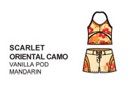 Momo 2 piece suit in Scarlet/Oriental Camo